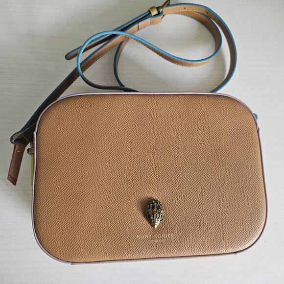 Kurt Geiger London Leather Rainbow Stitch Camera Crossbody Bag with Twilly - Picture 1 of 9